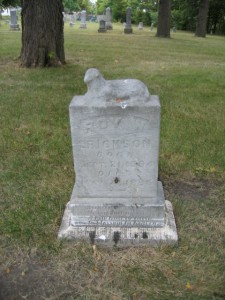 Lambs are often on the gravestones of children depicting youthfulness and innocence. Religious meaning for some is in relation to Biblical verses about the Lamb of God and the Shepherd guding his flock of young lambs and older sheep. Many lambs of Pioneers and Soldiers Cemetery have weathered or disappeared as have approximately 700 other tombstones.
