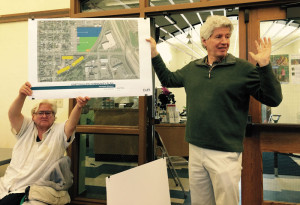 Architect Dean Devolis explained Roof Depot Site Plan possibilities at March 28th Meeting at Little Earth Early Learning Center