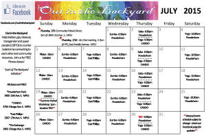July 2015 Out in the Backyard calendar