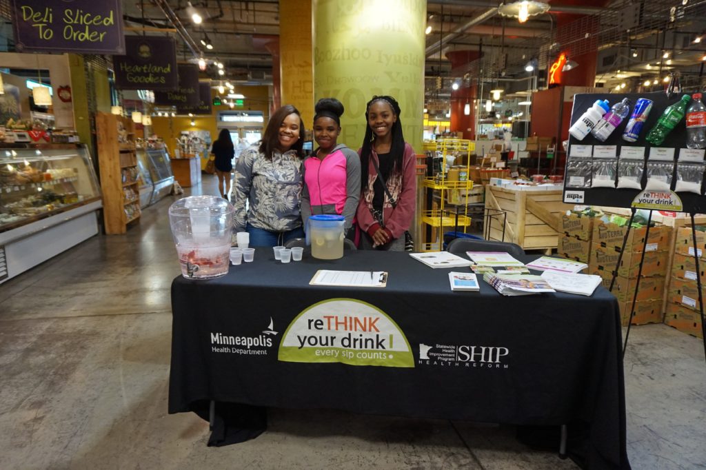 The BYI Resource Center is pleased to host the ReTHINK Your Drink initiative with the assistance of Midtown Global Market vendors:  Produce Exchange, Manny”'s Tortas, and Safari Express. Photo Credits: Minkara Tezet