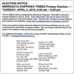 ELECTION NOTICE MINNESOTA CHIPPEWA TRIBES Primary Election