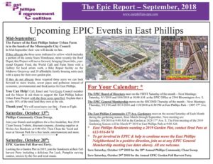 East Phillips Improvement Coalition News – September 2018