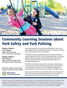 Community Learning Sessions about Park Safety and Park Policing